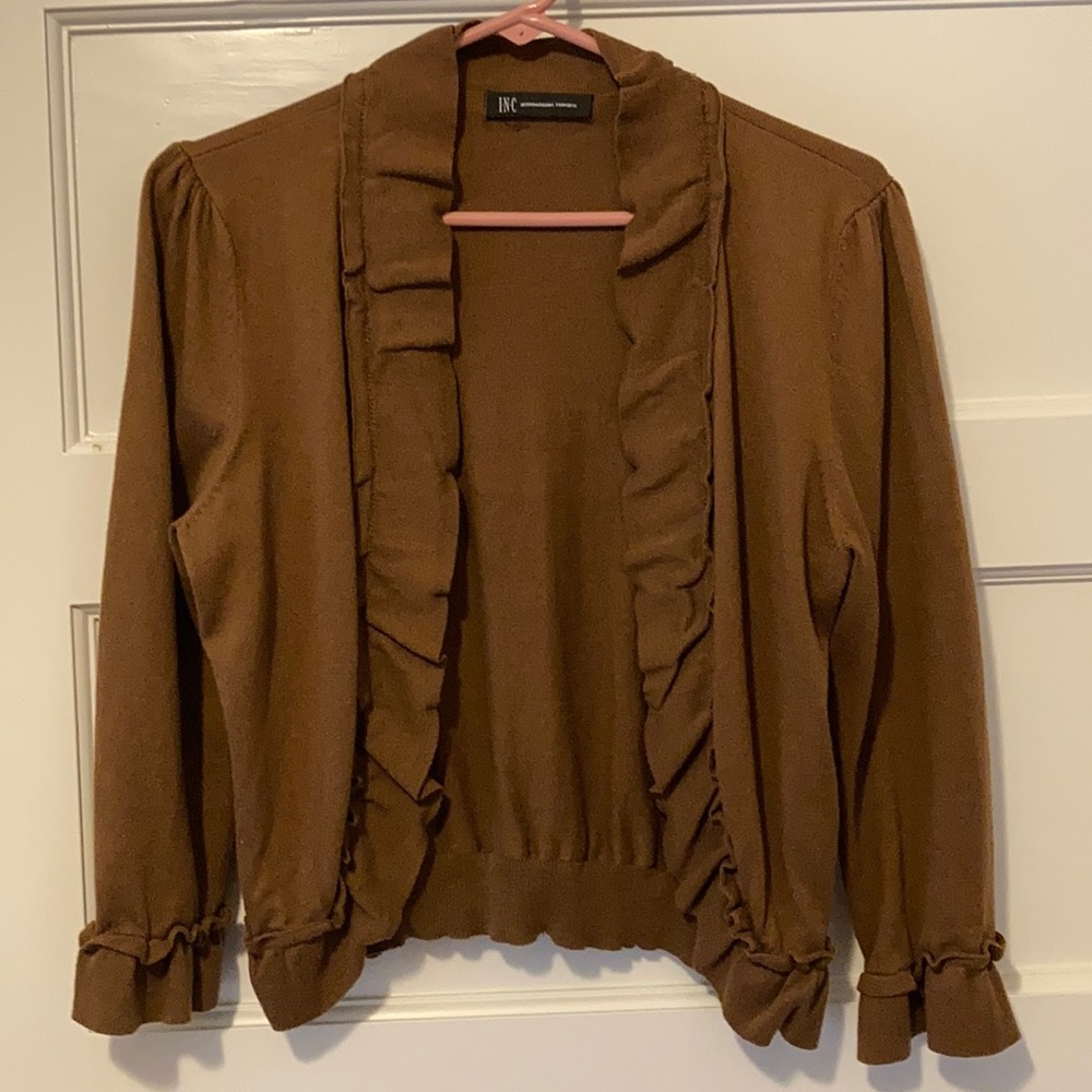 INC  Ruffle Front Sweater